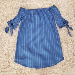 Off the shoulder striped dress - mid length